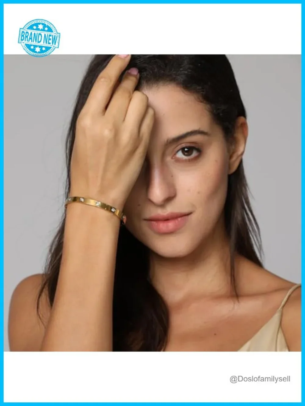 18K Gold Plated Love Bangle Bracelet Set Flexible Wide Wristband Stackable